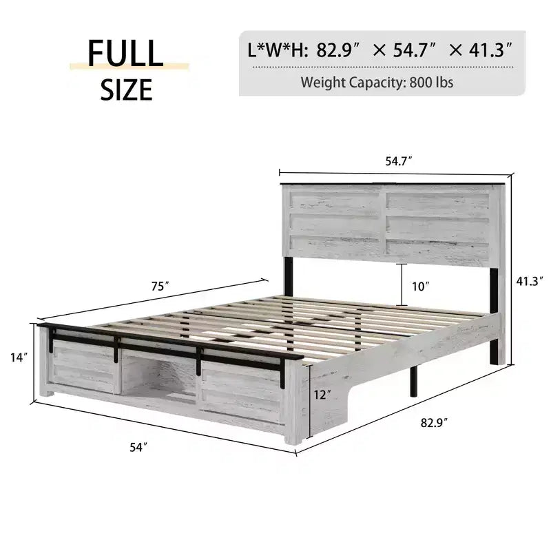 Letto con piattaforma matrimoniale/queen con testiera imbottita con contenitore, luci LED e stazione di ricarica – 41.34"A x 54.72"L x 79.31"P