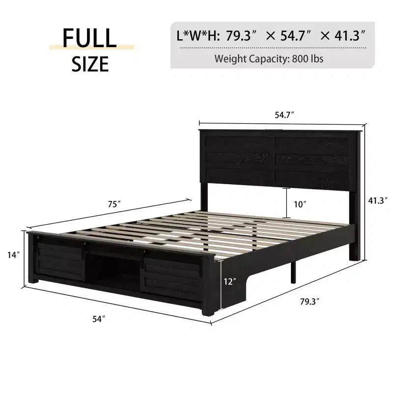 Letto con piattaforma matrimoniale/queen con testiera imbottita con contenitore, luci LED e stazione di ricarica – 41.34"A x 54.72"L x 79.31"P