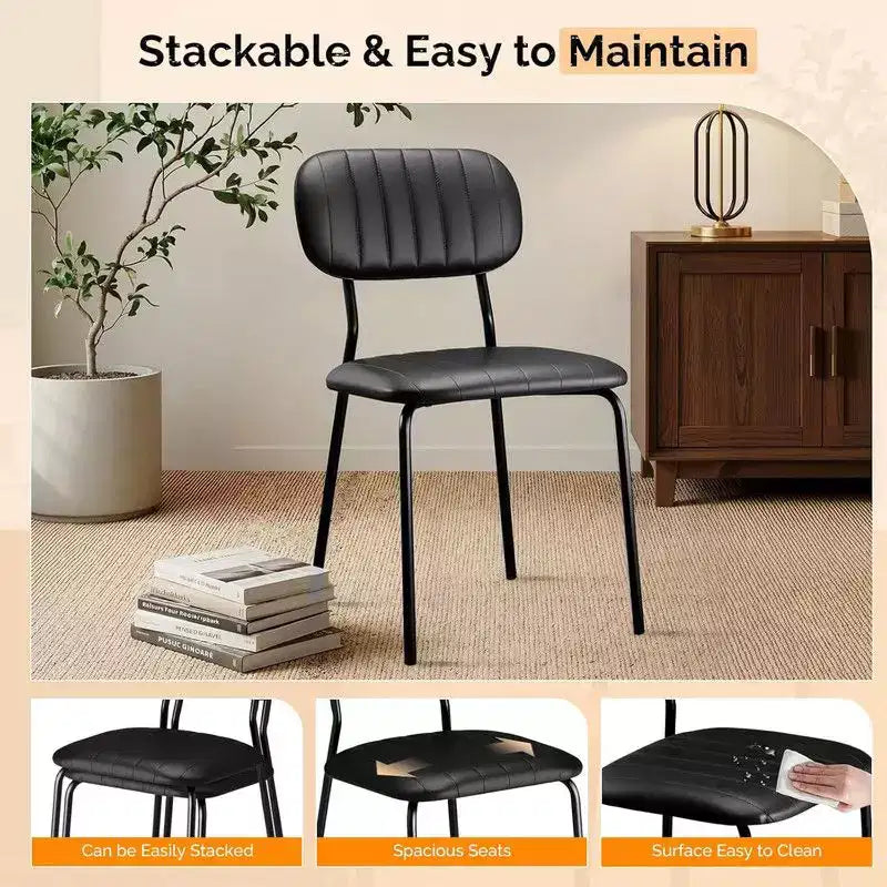 Sedia impilabile imbottita – Set da 2, struttura in metallo, 79,2 cm A x 42,6 cm L x 42,6 cm P, capacità 136 kg