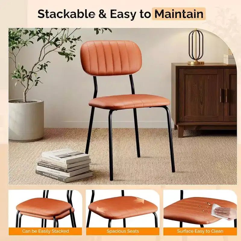 Sedia impilabile imbottita – Set da 2, struttura in metallo, 79,2 cm A x 42,6 cm L x 42,6 cm P, capacità 136 kg