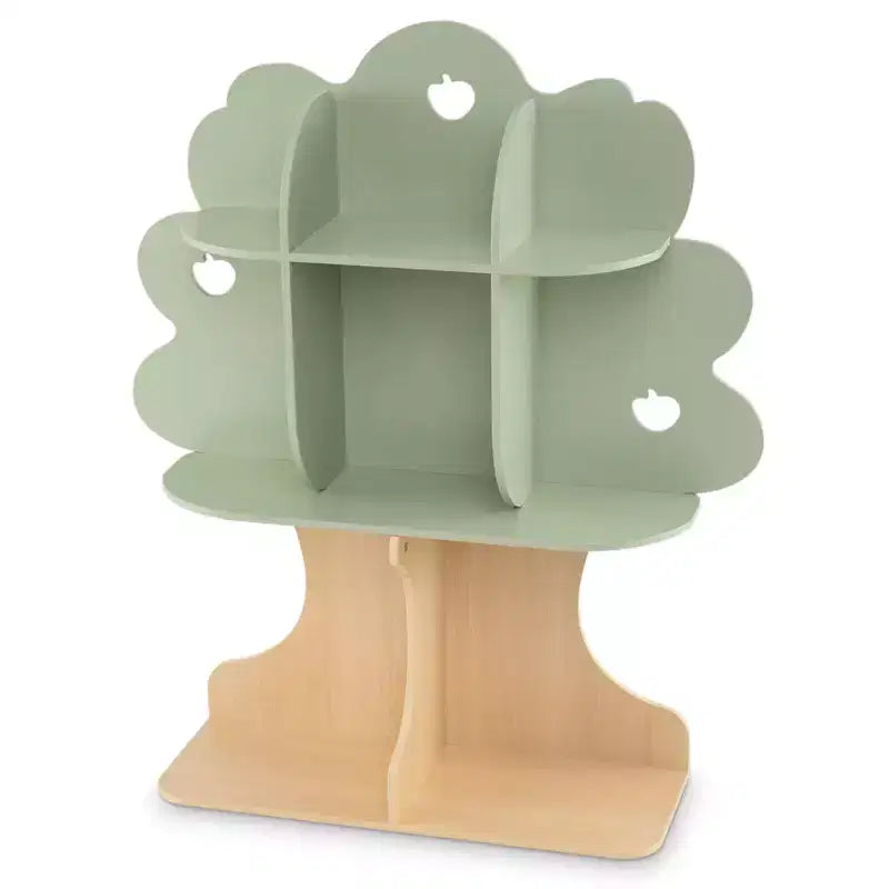 Libreria per bambini a forma di albero – 8 scomparti, 114 cm A x 96,5 cm L x 28 cm P, MDF, verde e naturale