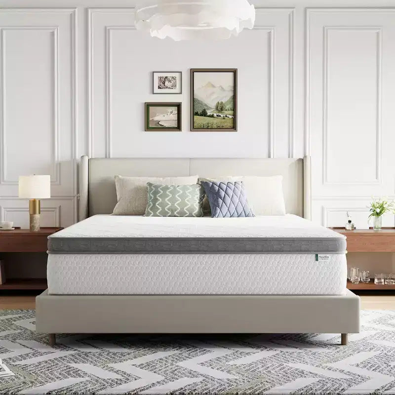 Novilla 12 Inch Hybrid Mattress Innerspring Pillow Top Mattresses in a Box, Pressure & Pain Relief, Medium