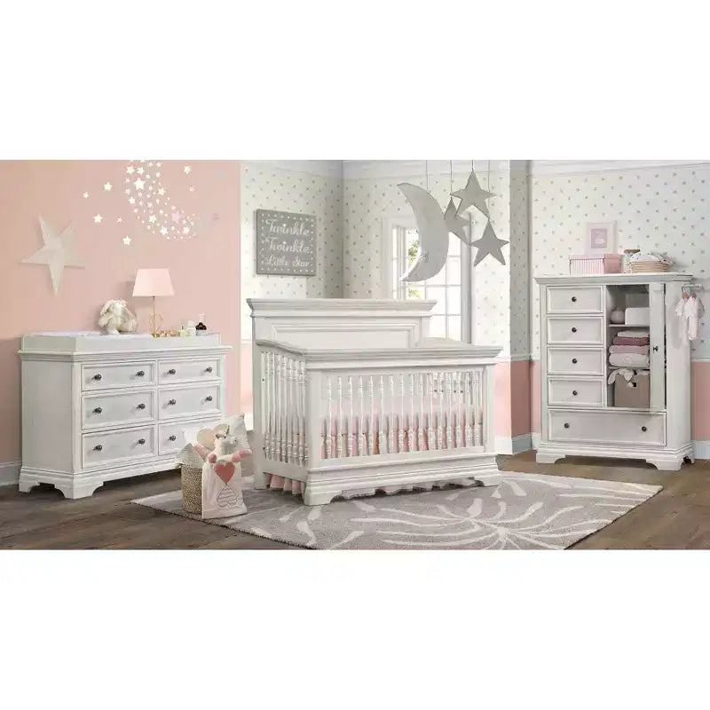 Culla convertibile Flat Top – Bianco Spazzolato, 127 cm L x 153,6 cm P x 78,7 cm A, Portata massima 22,7 kg